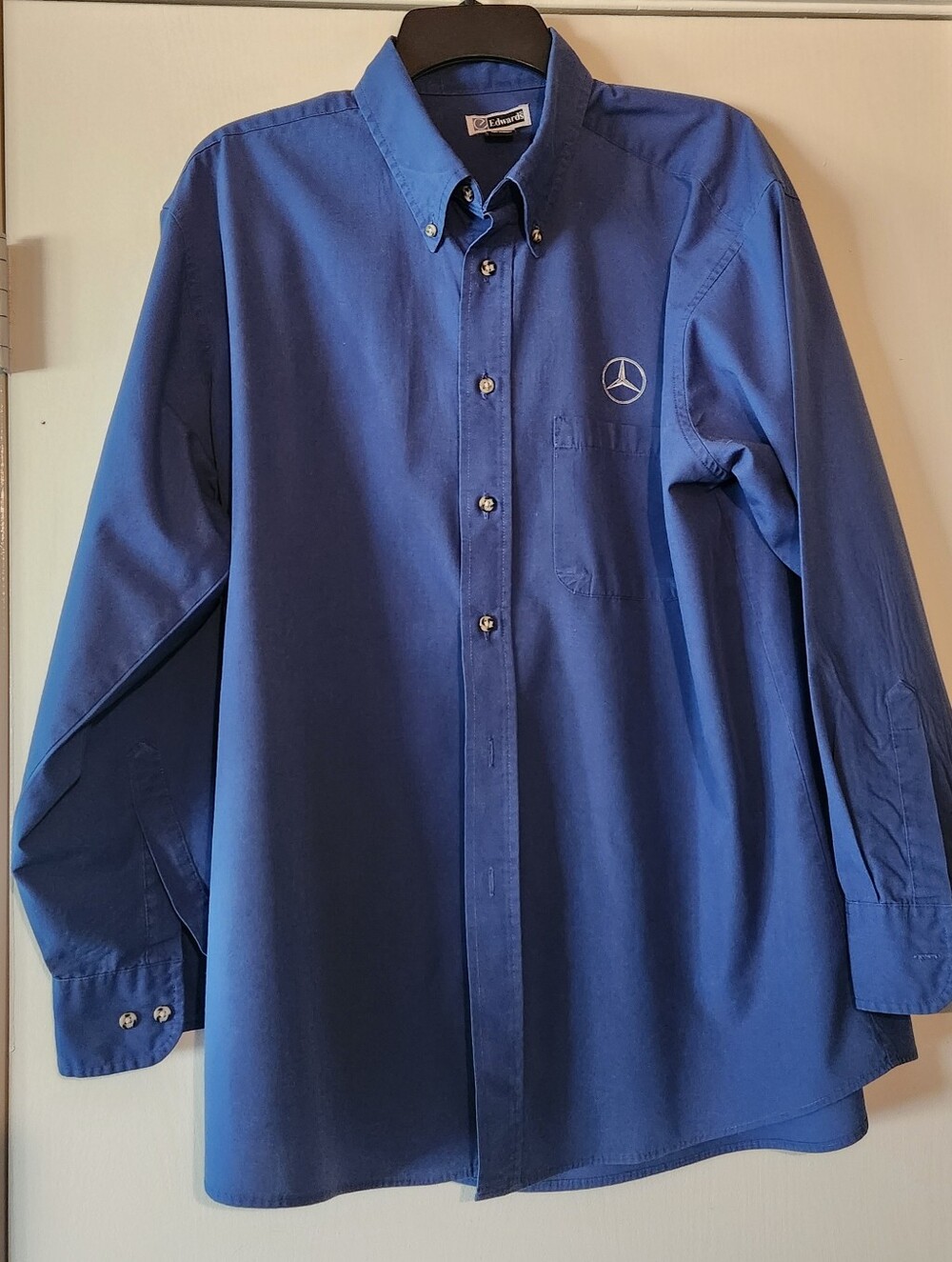 Mercedes Benz 🚘 Logo Men's Button Down Shirt Blue Stone-washed Size Large $20